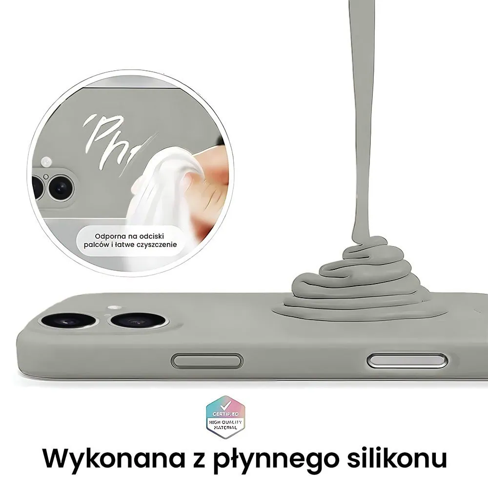 Etui do iPhone 16 silikonowe z mikrofibrą soft touch z osłoną na aparat, vintage beż