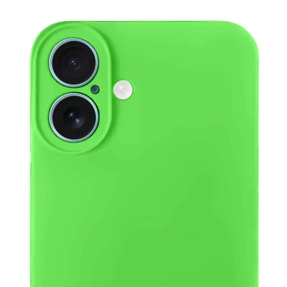 Etui do iPhone 16 Plus silikonowe z mikrofibrą soft touch z osłoną na aparat, wiosenna zieleń