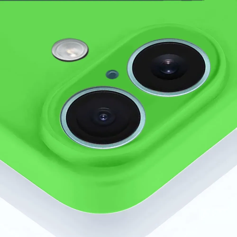 Etui do iPhone 16 Plus silikonowe z mikrofibrą soft touch z osłoną na aparat, wiosenna zieleń