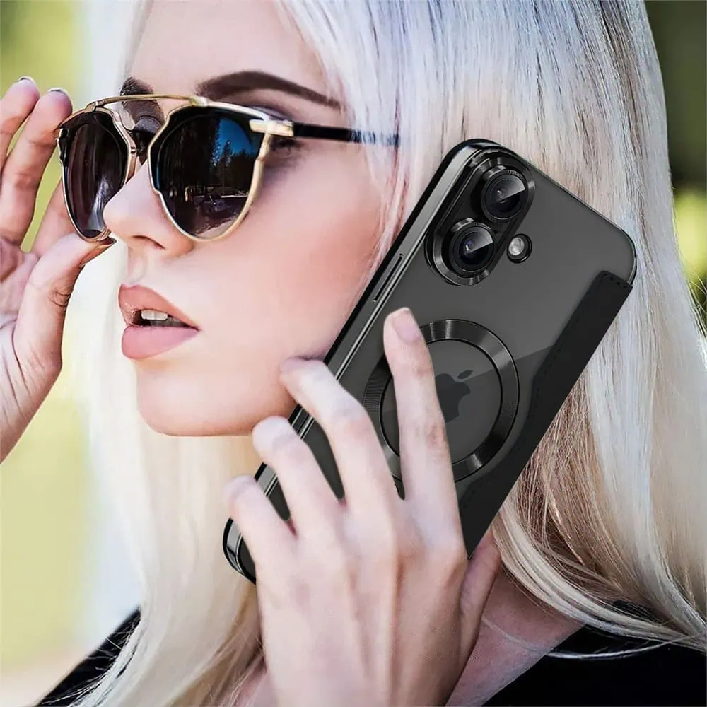 Etui do iPhone 16 typu książka Book Magsafe Lens Protect, z klapką, czarne (OUTLET)