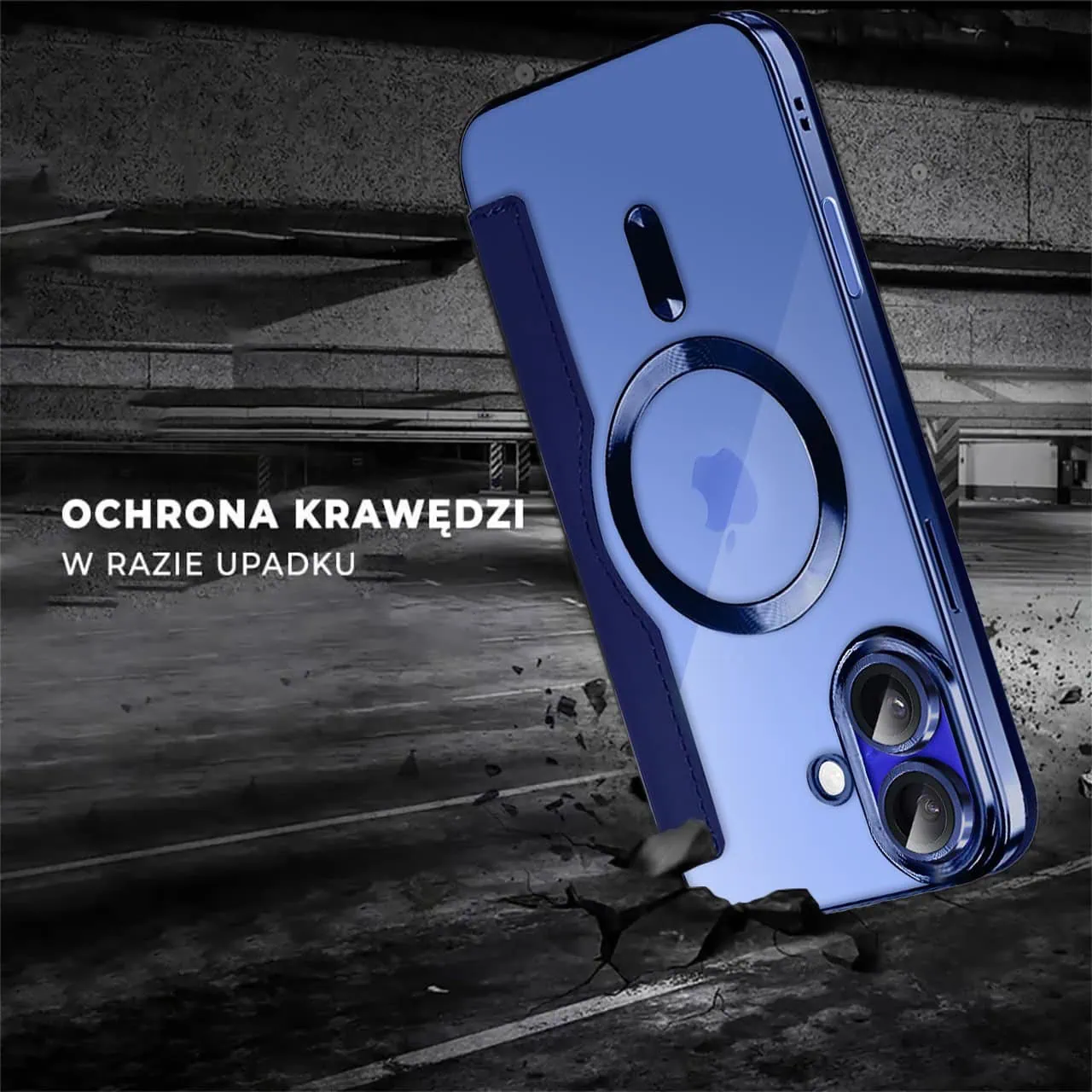 Etui do iPhone 16 Plus typu książka Book Magsafe Lens Protect, z klapką, granatowe (OUTLET)