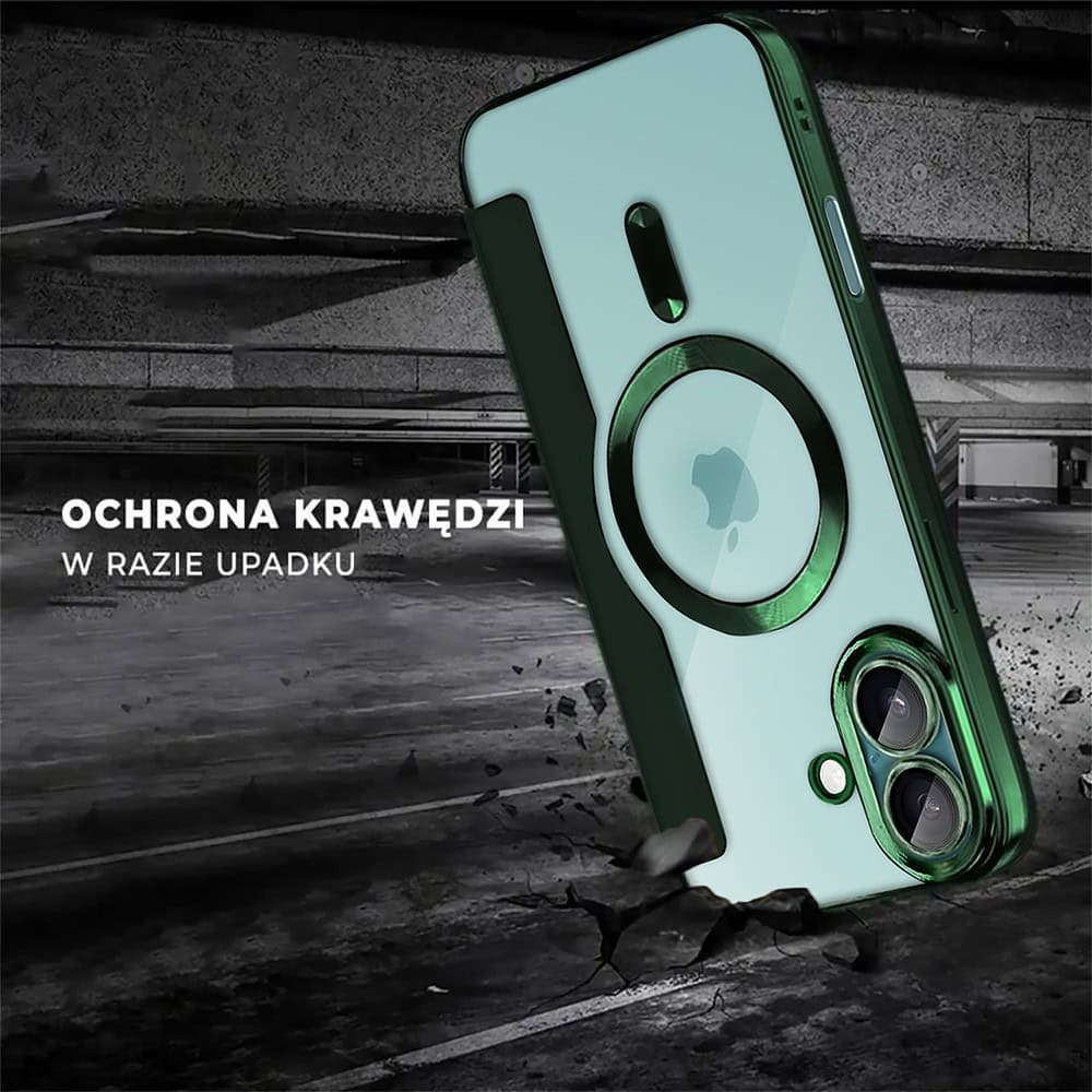 Etui do iPhone 16 typu książka Book Magsafe Lens Protect, z klapką, zielone (OUTLET)