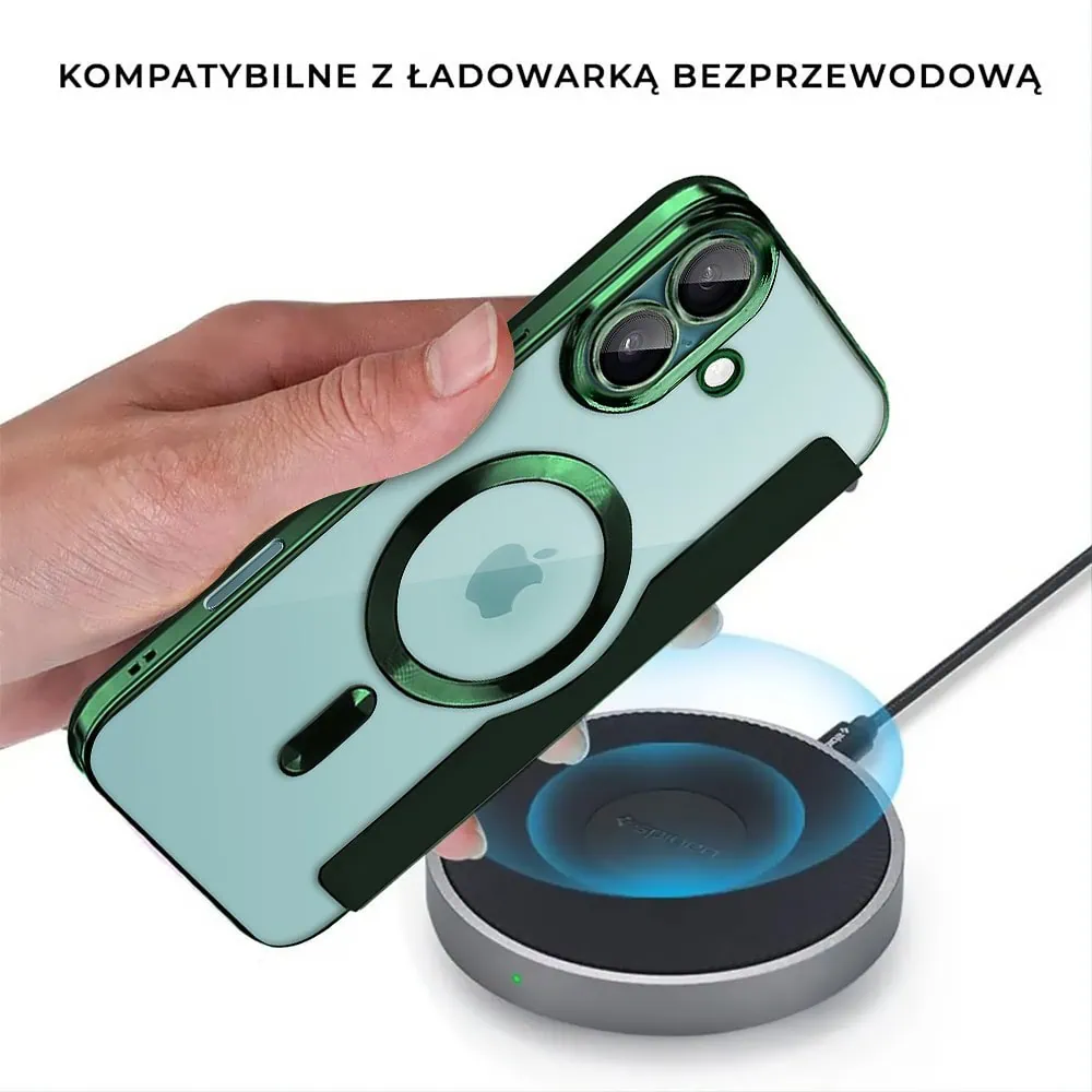 Etui do iPhone 16 typu książka Book Magsafe Lens Protect, z klapką, zielone (OUTLET)