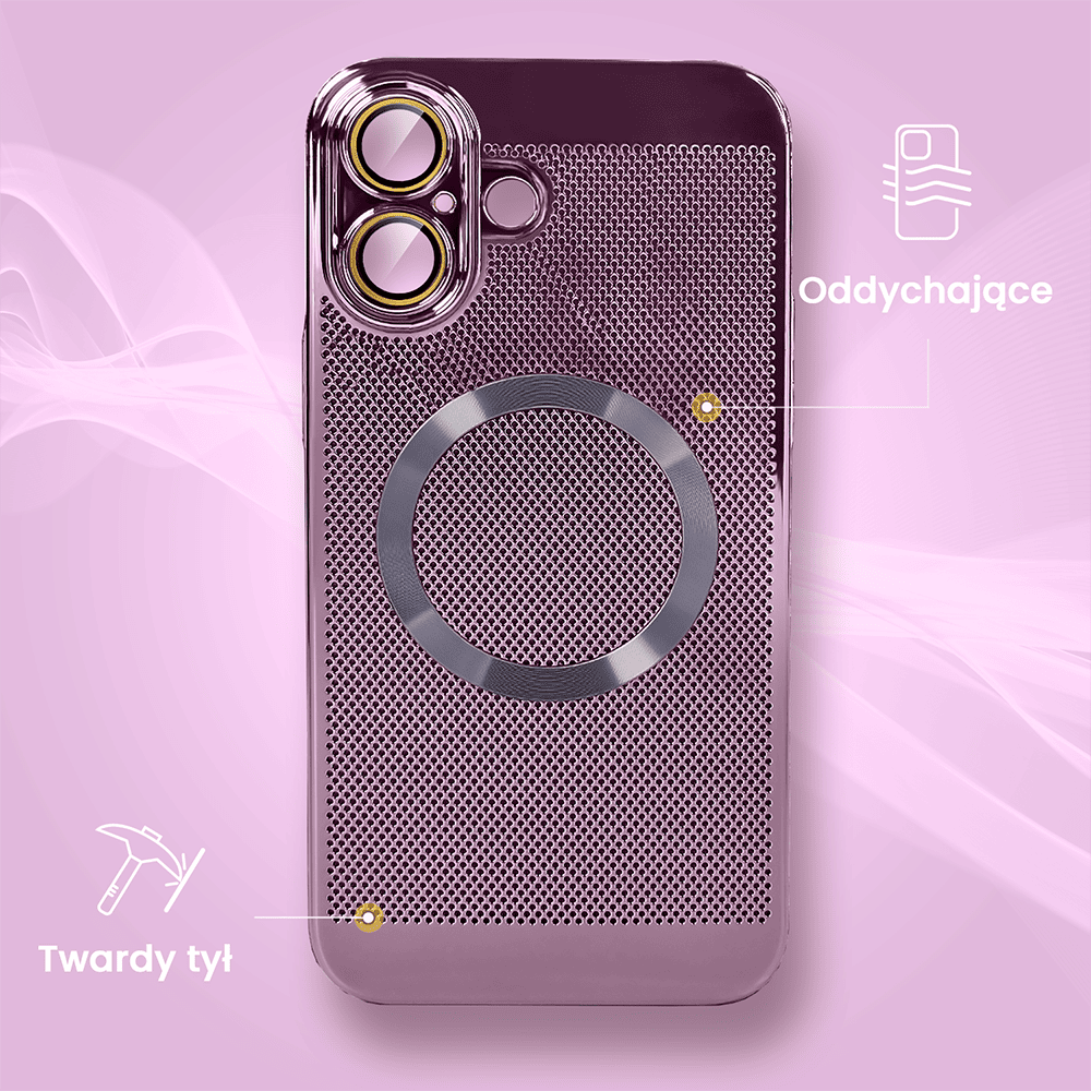 Etui do iPhone 16 Plus z Magsafe, cienkie, twarde, oddychające, z osłoną aparatu, fioletowe (OUTLET)