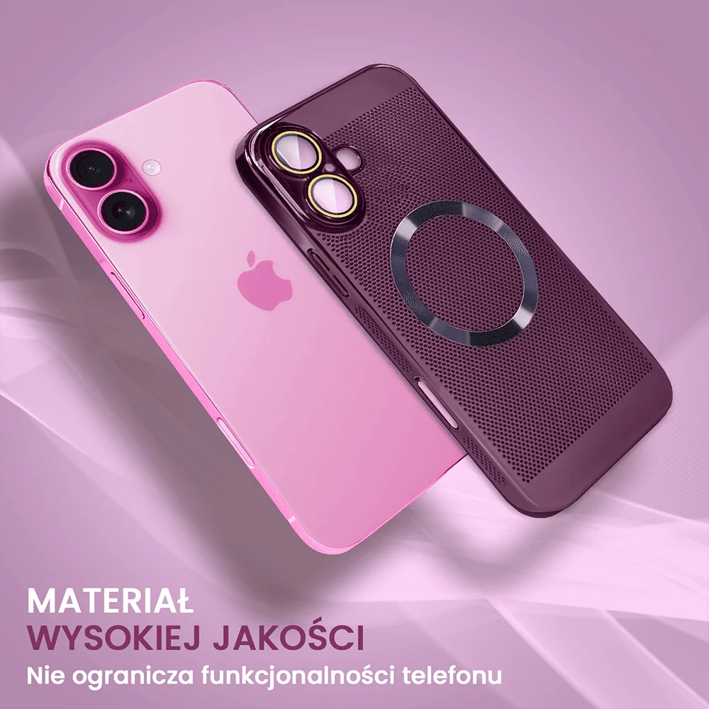 Etui do iPhone 16 Plus z Magsafe, cienkie, twarde, oddychające, z osłoną aparatu, fioletowe (OUTLET)