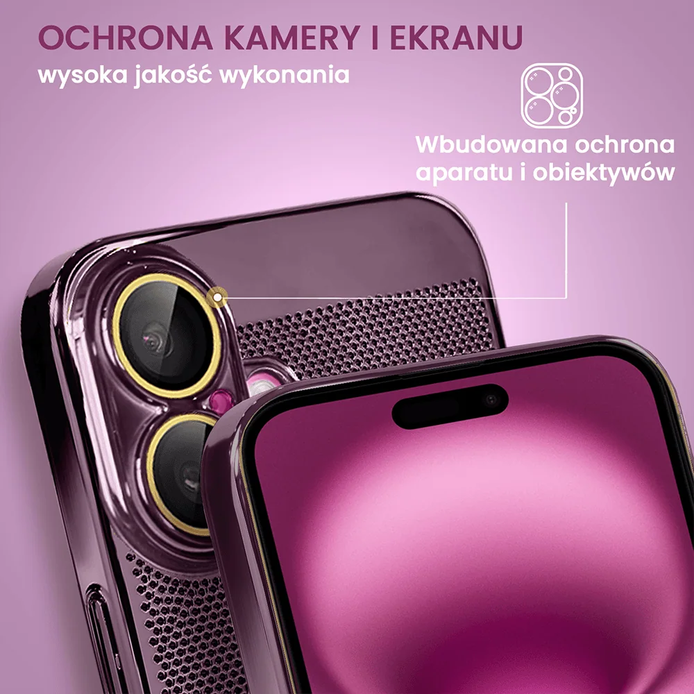 Etui do iPhone 16 Plus z Magsafe, cienkie, twarde, oddychające, z osłoną aparatu, fioletowe (OUTLET)