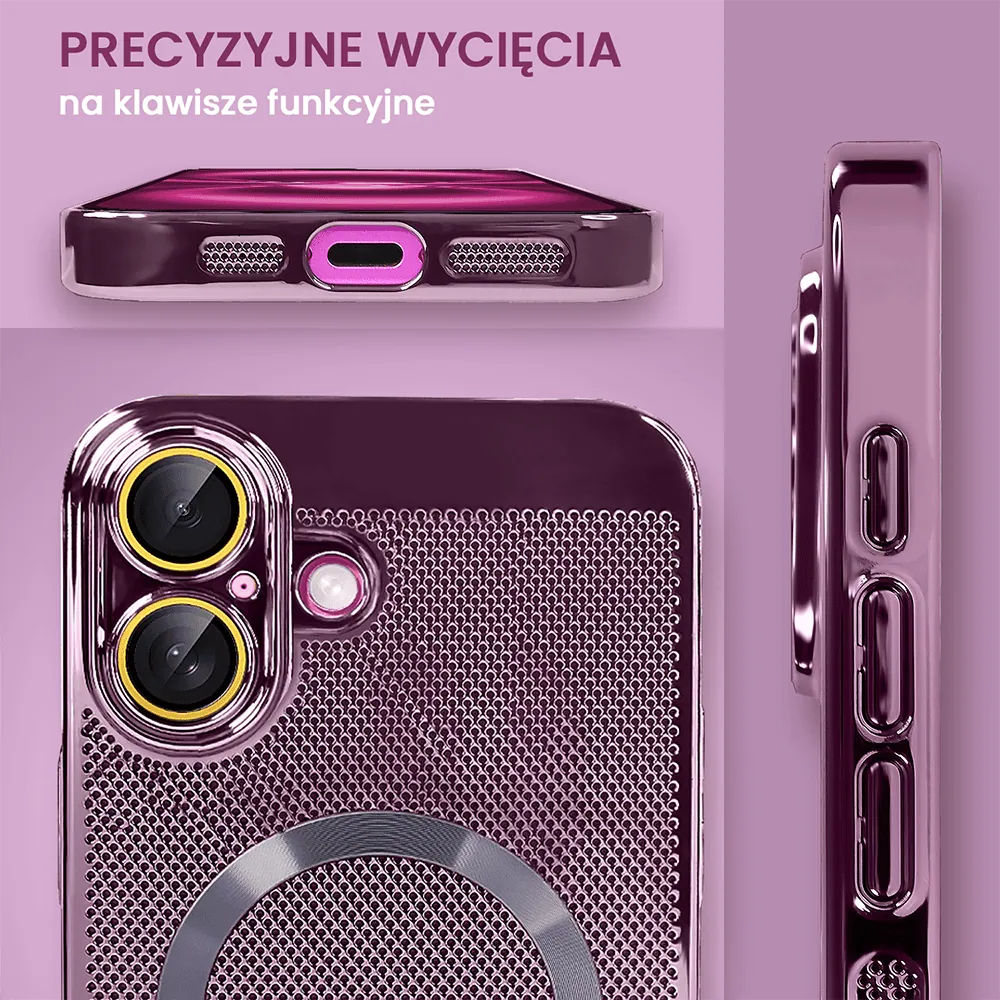 Etui do iPhone 16 Plus z Magsafe, cienkie, twarde, oddychające, z osłoną aparatu, fioletowe (OUTLET)