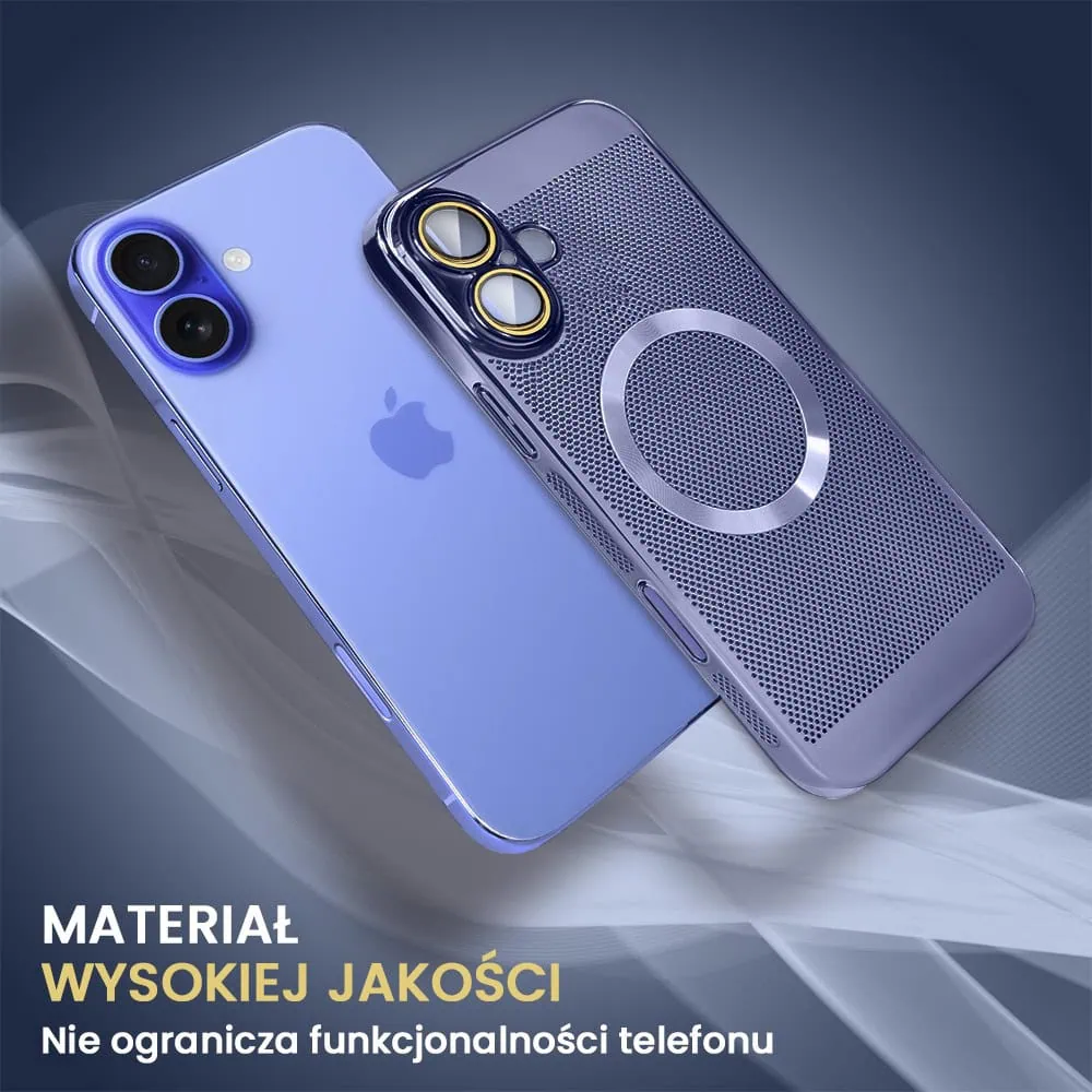 Etui do iPhone 16 Plus z Magsafe, cienkie, twarde, oddychające, z osłoną aparatu, granatowe