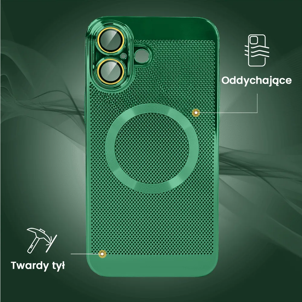 Etui do iPhone 16 z Magsafe, cienkie, twarde, oddychające, z osłoną aparatu, leśna zieleń (OUTLET)