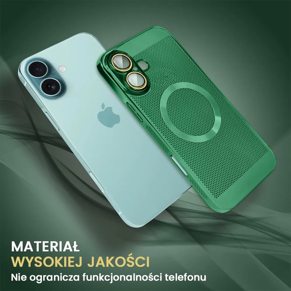 Etui do iPhone 16 z Magsafe, cienkie, twarde, oddychające, z osłoną aparatu, leśna zieleń (OUTLET)