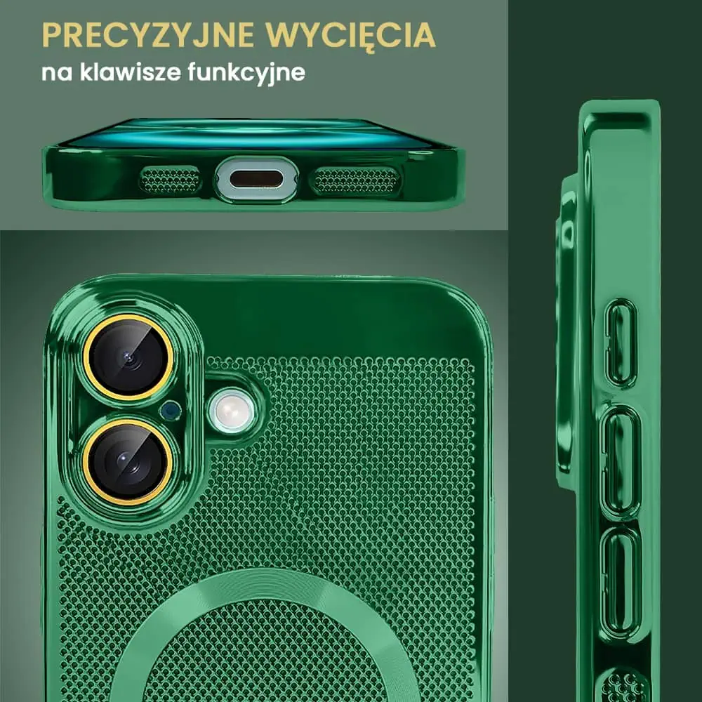 Etui do iPhone 16 z Magsafe, cienkie, twarde, oddychające, z osłoną aparatu, leśna zieleń (OUTLET)