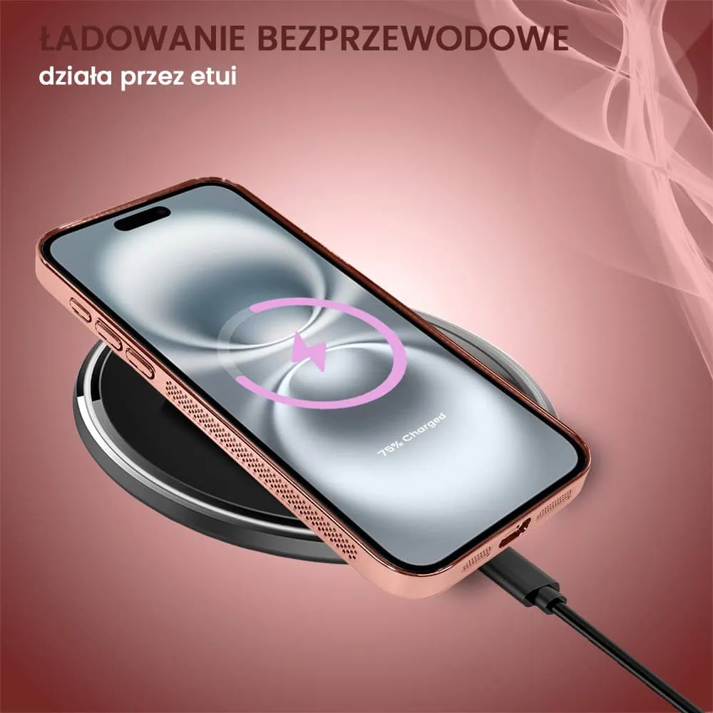 Etui do iPhone 16 z Magsafe, cienkie, twarde, oddychające, z osłoną aparatu, różowe złoto (OUTLET)