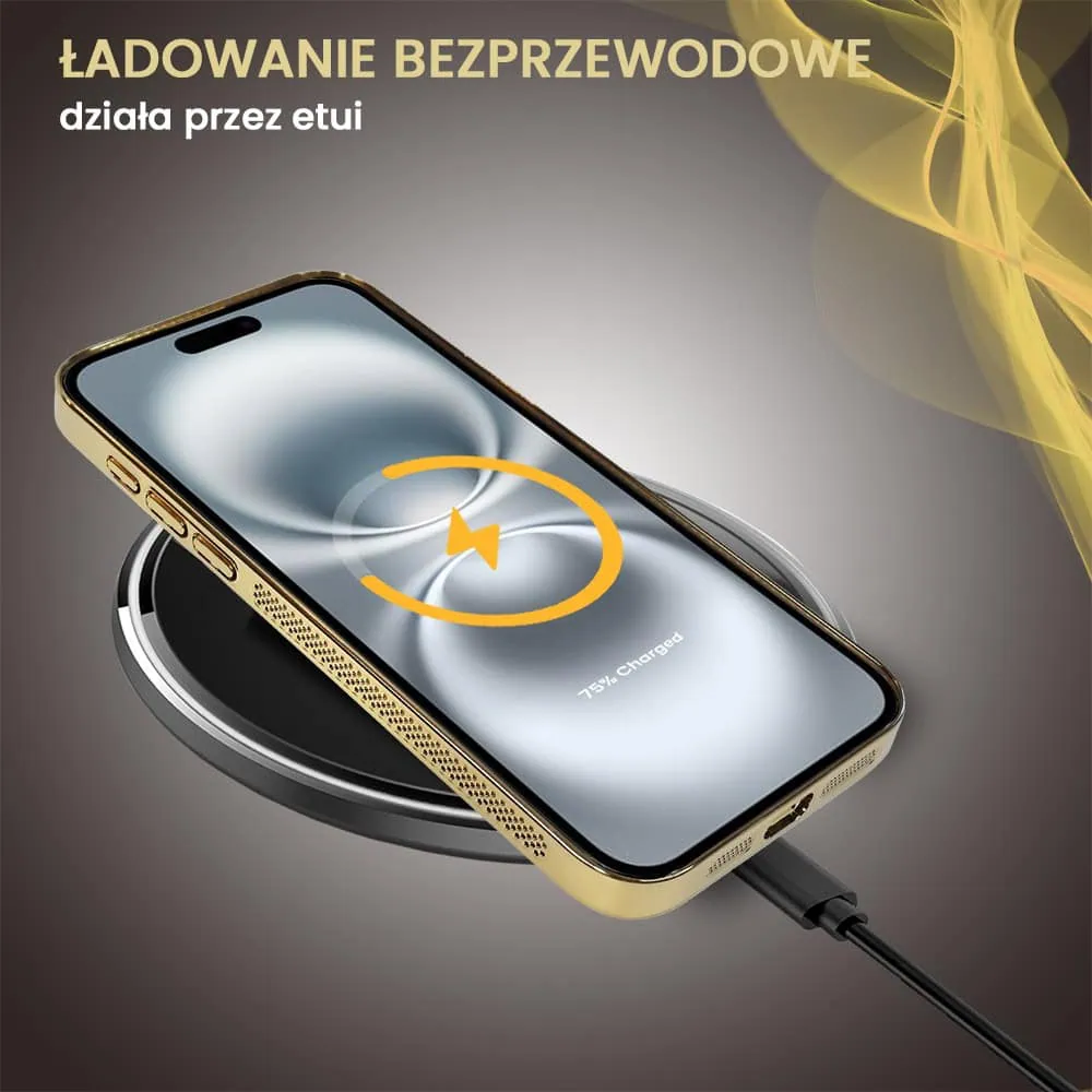 Etui do iPhone 16 z Magsafe, cienkie, twarde, oddychające, z osłoną aparatu, złote (OUTLET)