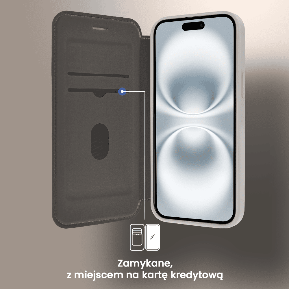 Etui do iPhone 16 Plus z klapką Solid MagSafe Book, typu książka, szare