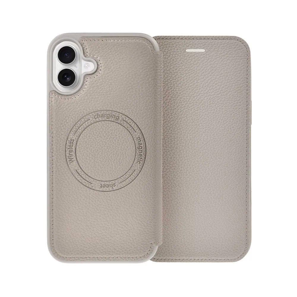 Etui do iPhone 16 Plus z klapką Solid MagSafe Book, typu książka, szare