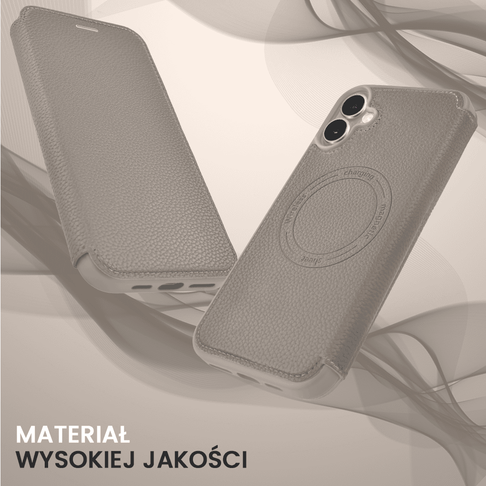 Etui do iPhone 16 Plus z klapką Solid MagSafe Book, typu książka, szare