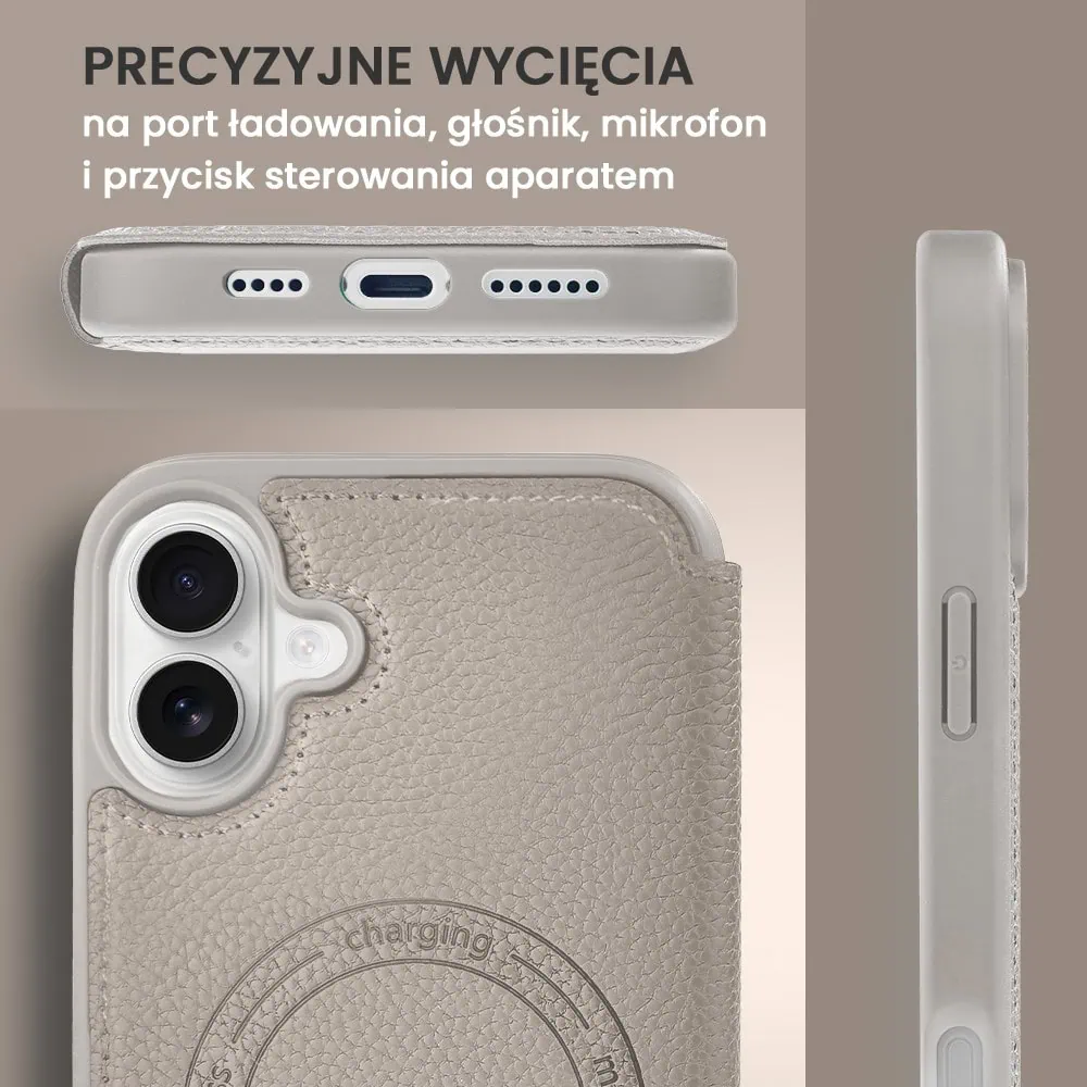 Etui do iPhone 16 Plus z klapką Solid MagSafe Book, typu książka, szare