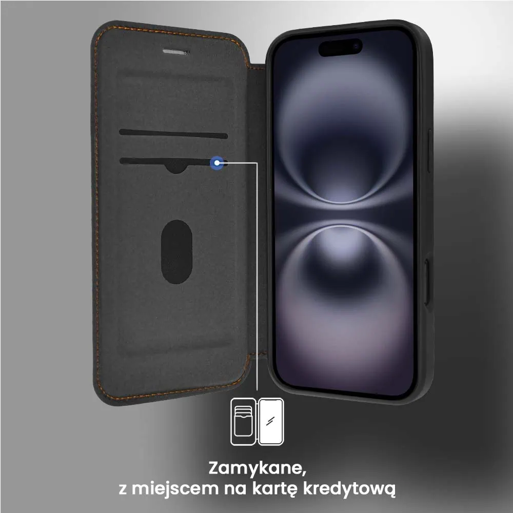 Etui do iPhone 16 Plus z klapką Solid MagSafe Book, typu książka, czarne
