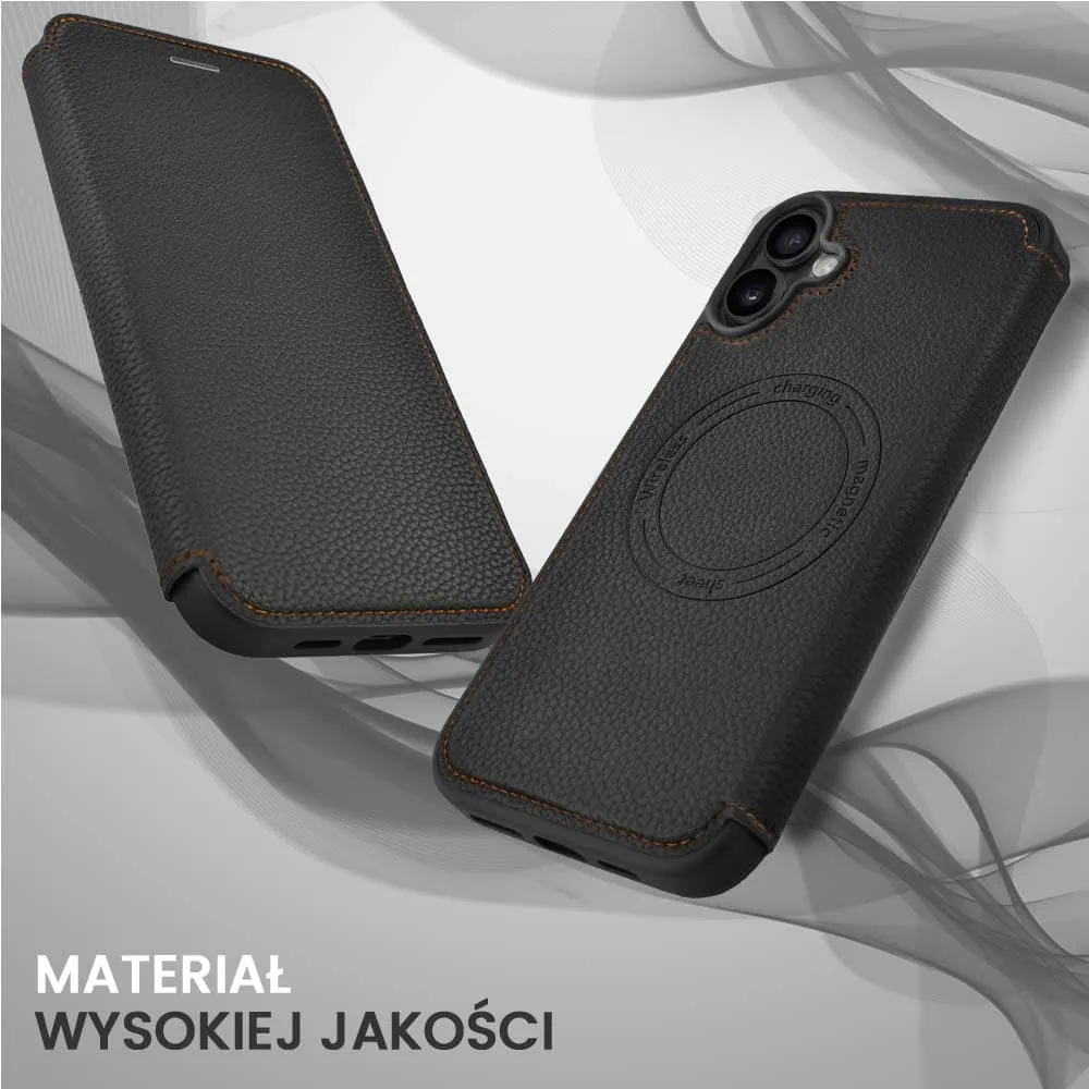 Etui do iPhone 16 Plus z klapką Solid MagSafe Book, typu książka, czarne