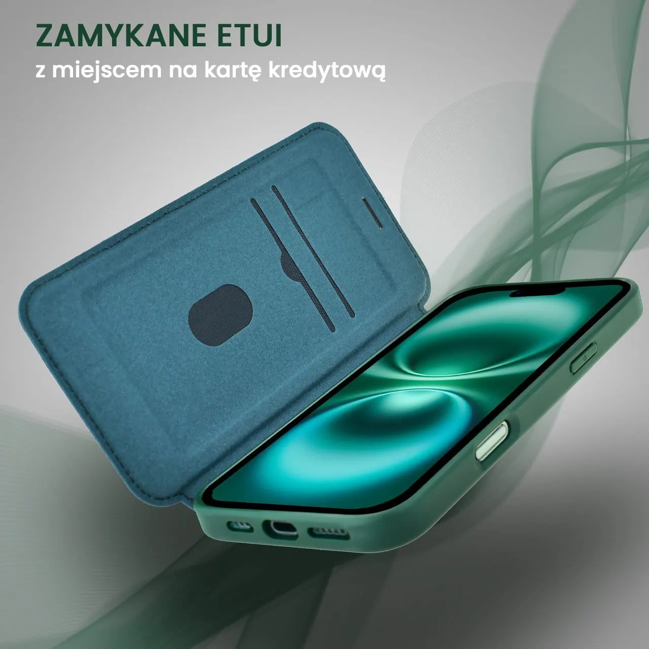 Etui do iPhone 16 Plus z klapką Solid MagSafe Book, typu książka, zielone