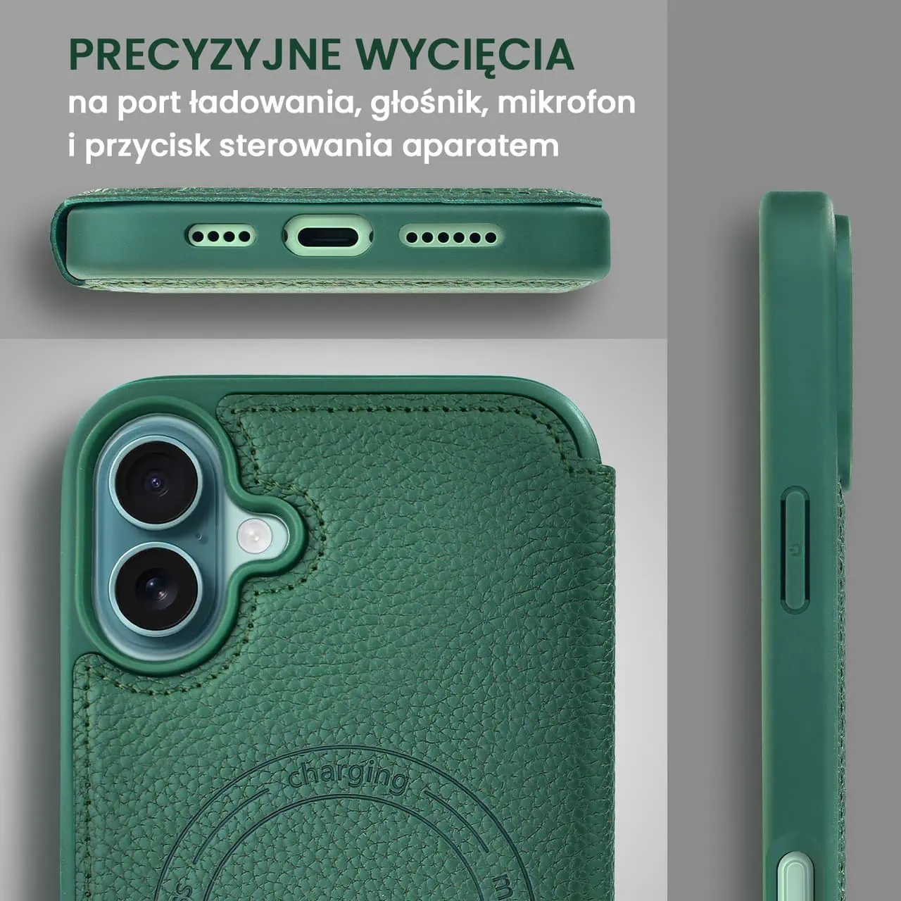 Etui do iPhone 16 Plus z klapką Solid MagSafe Book, typu książka, zielone