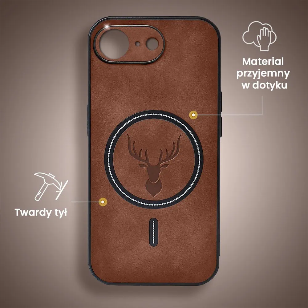 Etui do iPhone 16e Alcantara MagSafe Cover, przyjemne w dotyku, brązowe