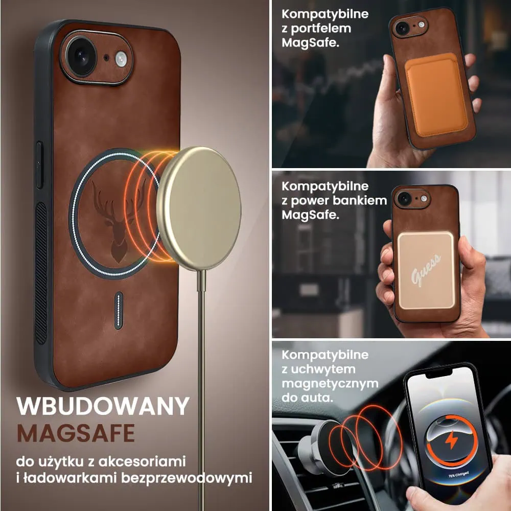Etui do iPhone 16e Alcantara MagSafe Cover, przyjemne w dotyku, brązowe