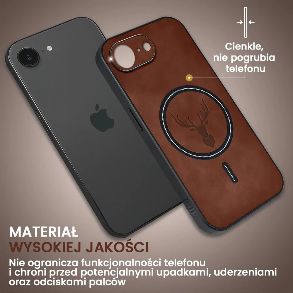 Etui do iPhone 16e Alcantara MagSafe Cover, przyjemne w dotyku, brązowe