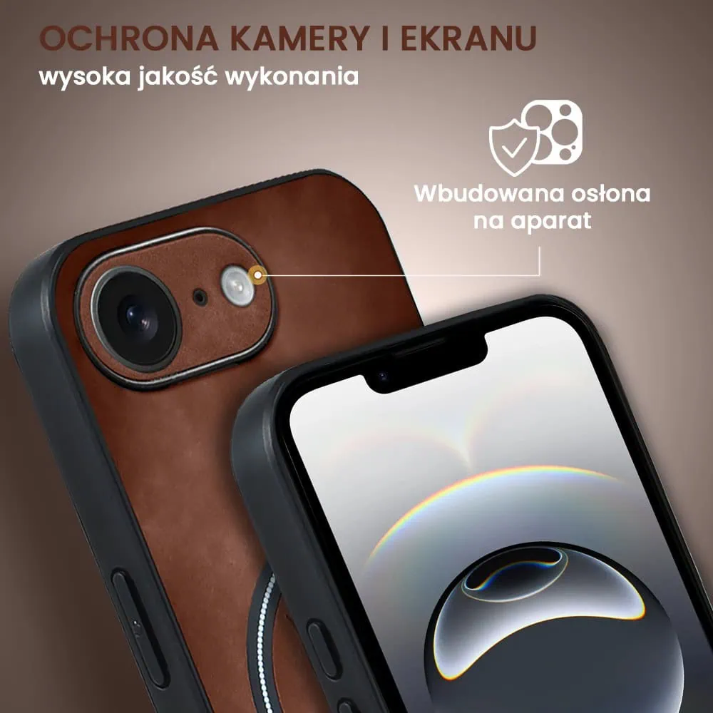 Etui do iPhone 16e Alcantara MagSafe Cover, przyjemne w dotyku, brązowe