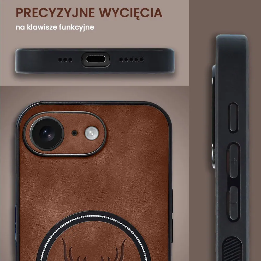 Etui do iPhone 16e Alcantara MagSafe Cover, przyjemne w dotyku, brązowe