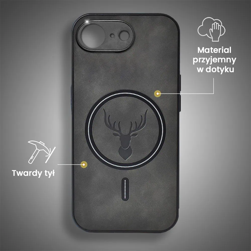 Etui do iPhone 16e Alcantara MagSafe Cover, przyjemne w dotyku, czarne