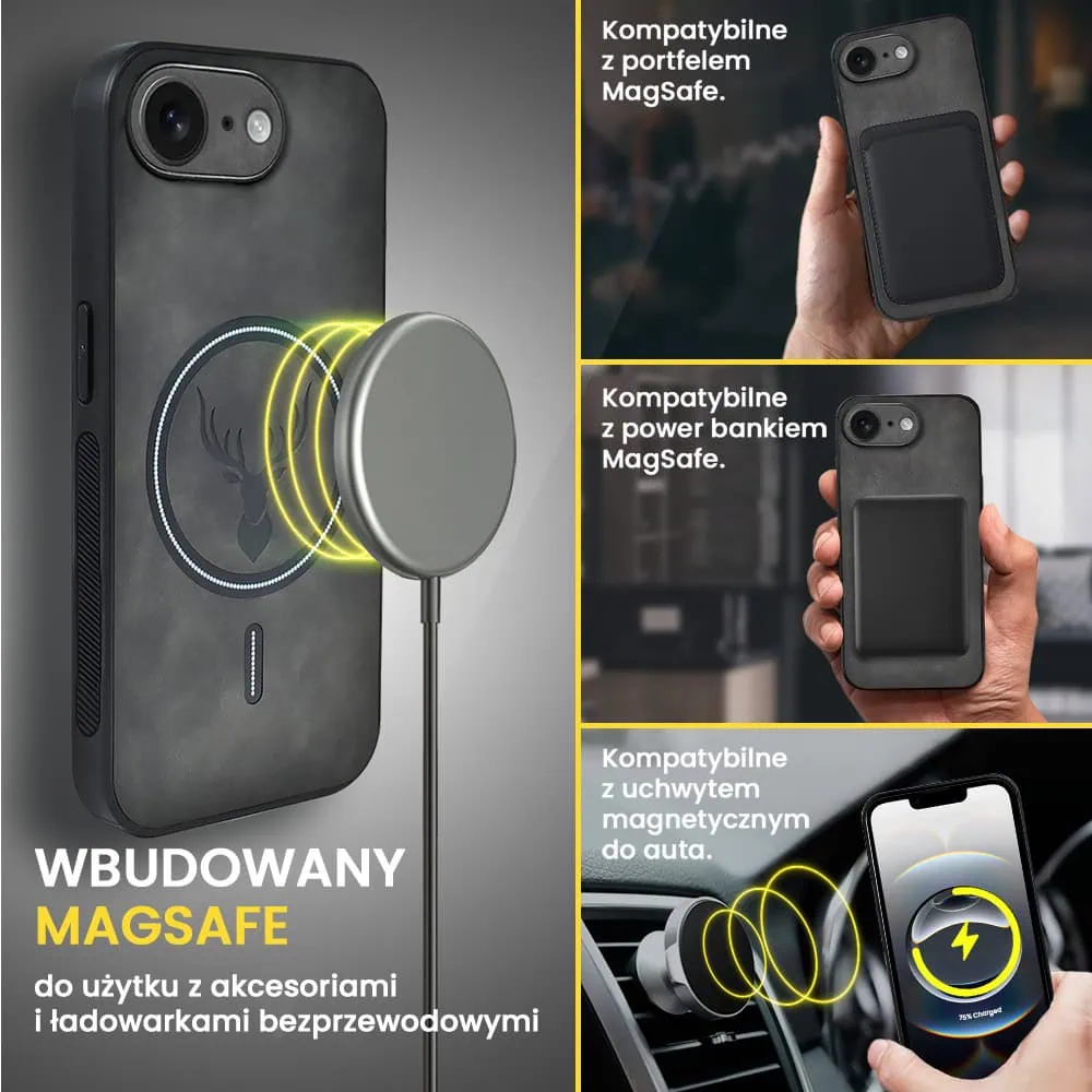 Etui do iPhone 16e Alcantara MagSafe Cover, przyjemne w dotyku, czarne
