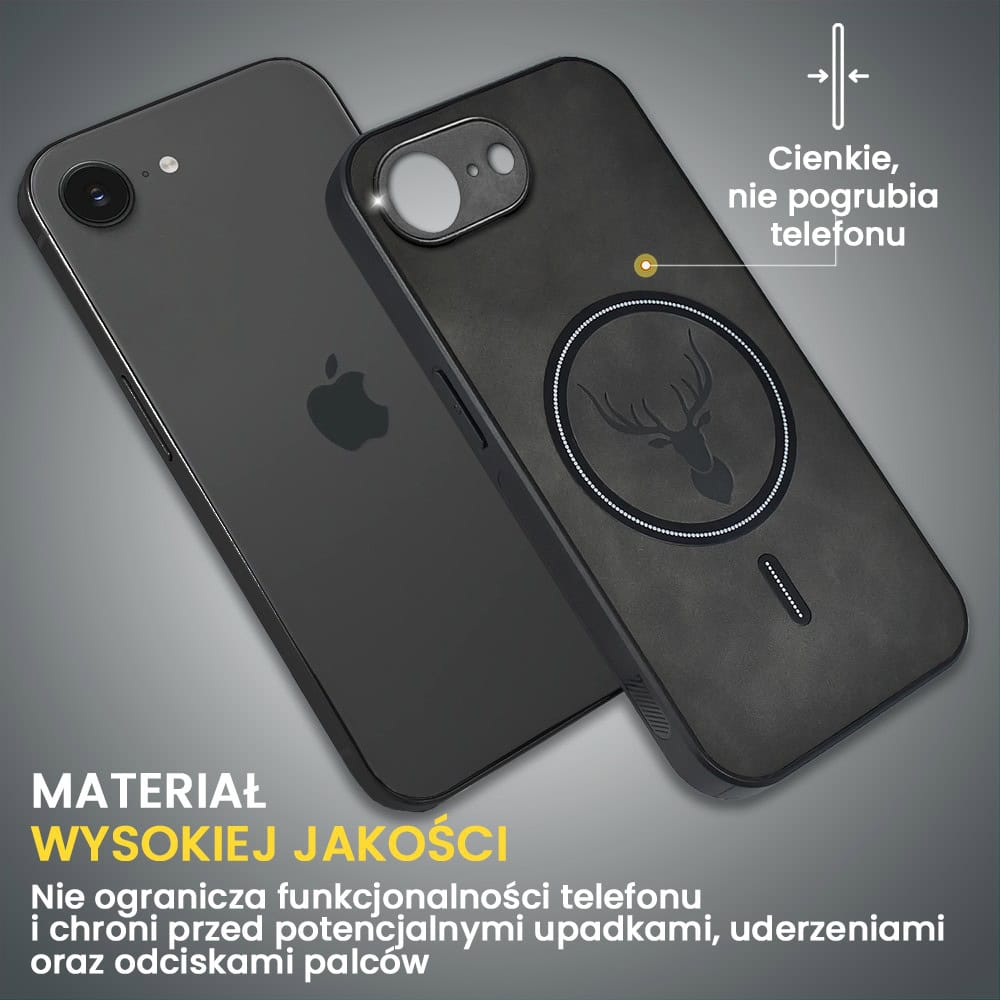 Etui do iPhone 16e Alcantara MagSafe Cover, przyjemne w dotyku, czarne