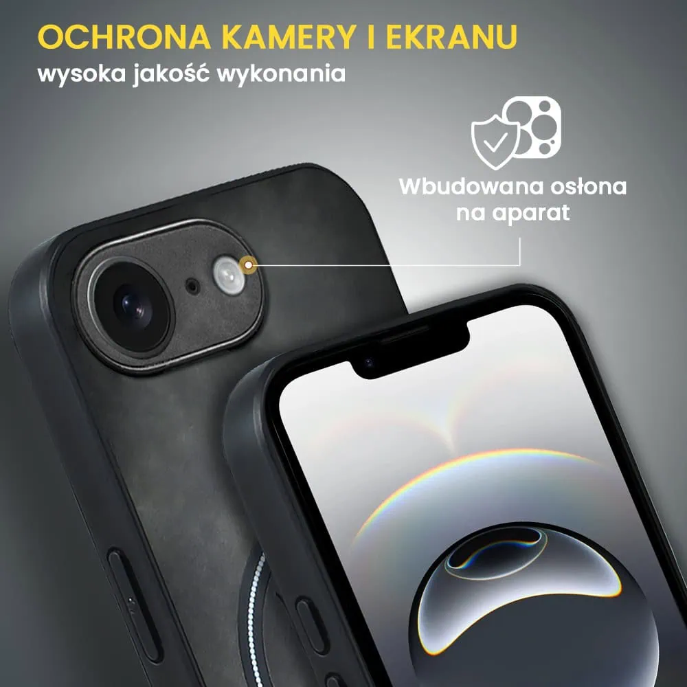 Etui do iPhone 16e Alcantara MagSafe Cover, przyjemne w dotyku, czarne