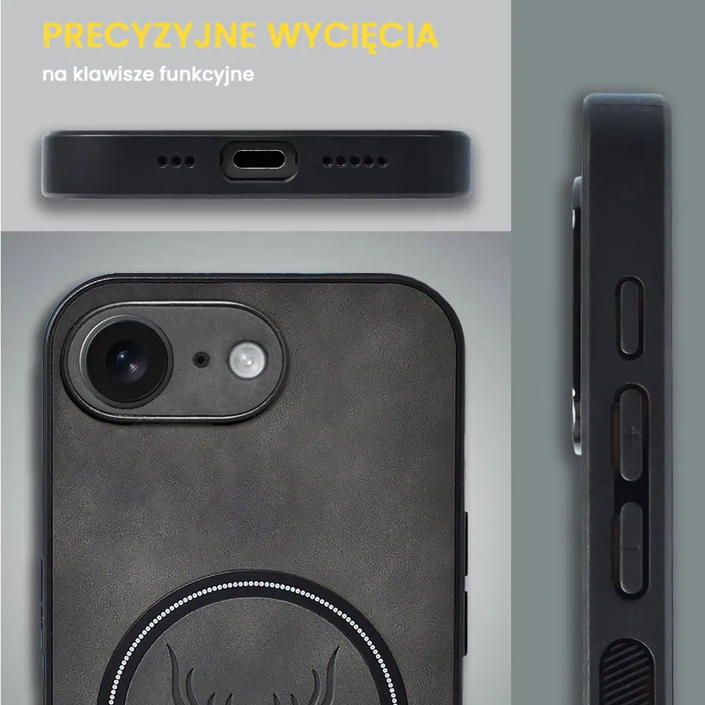 Etui do iPhone 16e Alcantara MagSafe Cover, przyjemne w dotyku, czarne