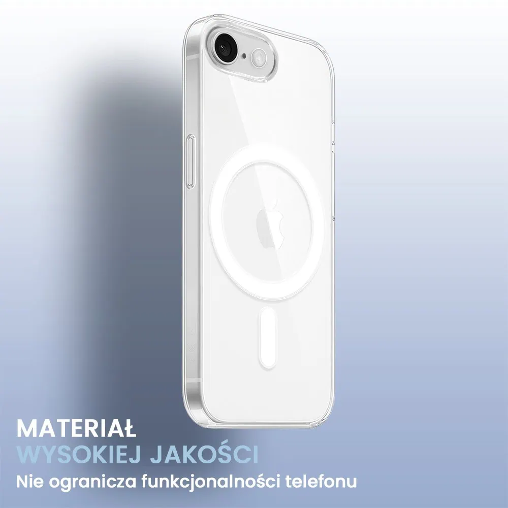 Etui do iPhone 16e Clear Case, twardy tył z MagSafe, przeźroczyste