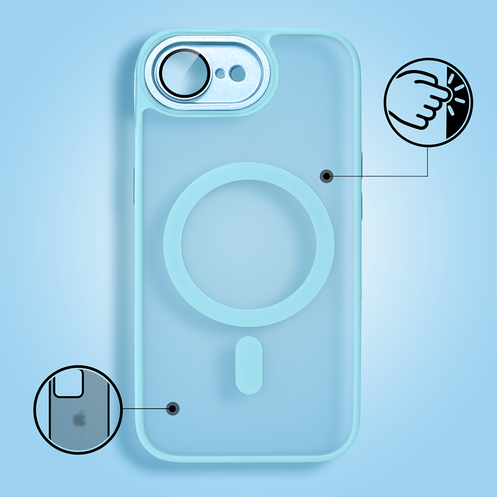 Etui do iPhone 16e Color Flush z MagSafe, z osłoną aparatu, błękitne