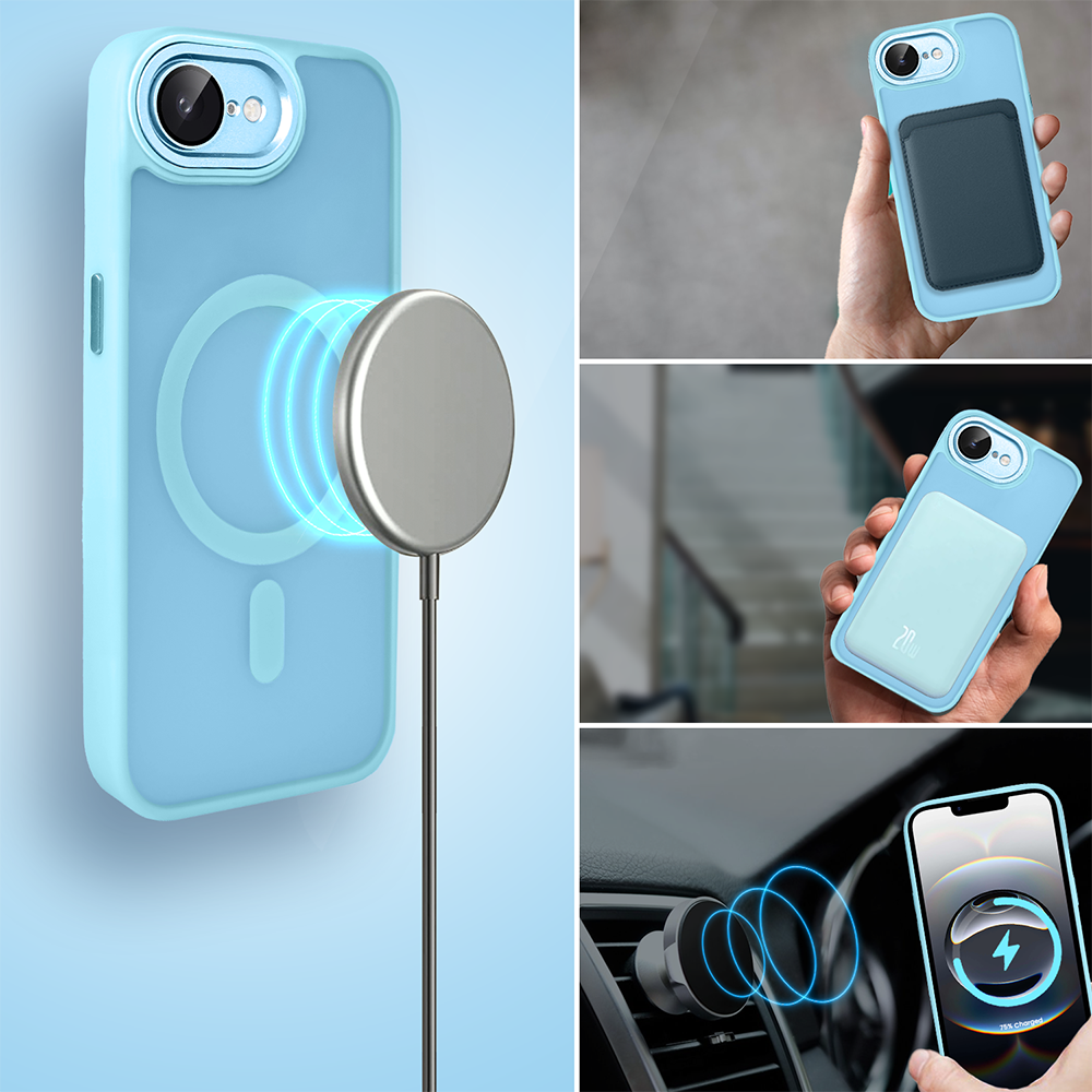 Etui do iPhone 16e Color Flush z MagSafe, z osłoną aparatu, błękitne