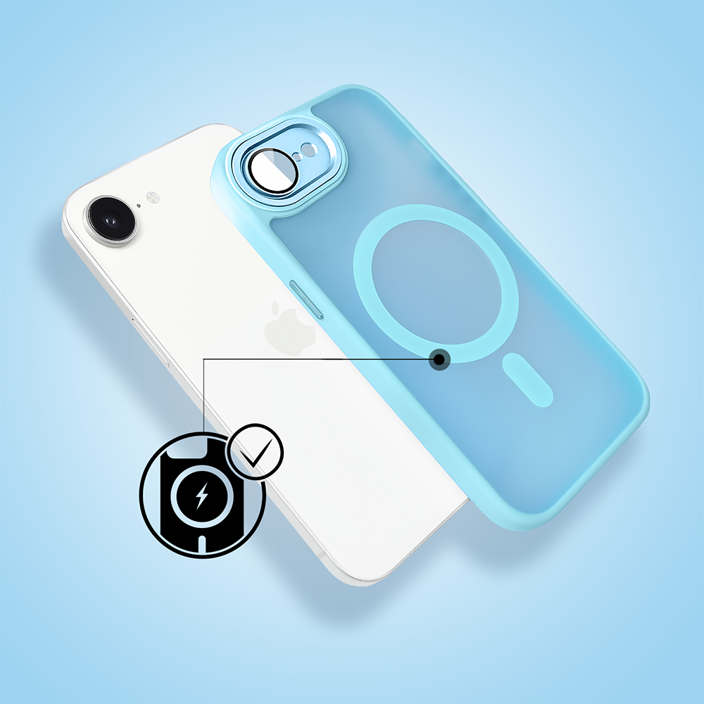 Etui do iPhone 16e Color Flush z MagSafe, z osłoną aparatu, błękitne