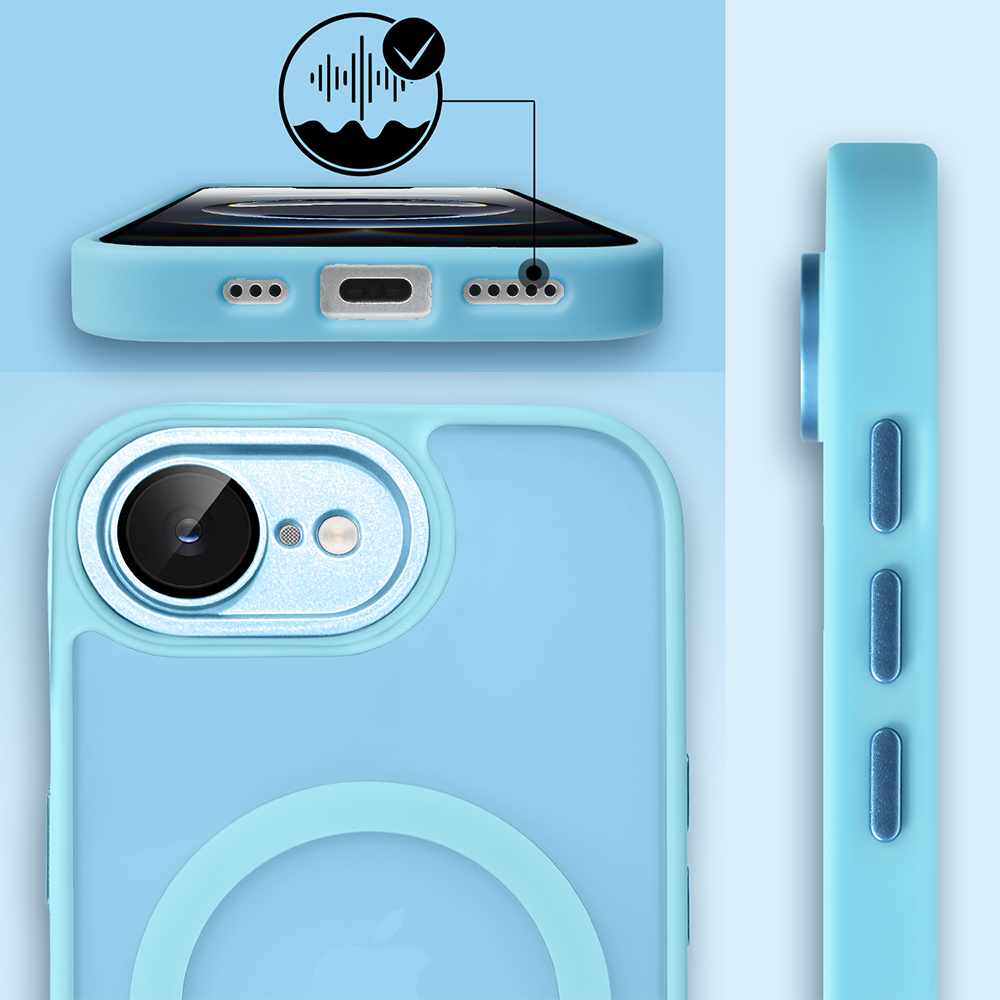 Etui do iPhone 16e Color Flush z MagSafe, z osłoną aparatu, błękitne