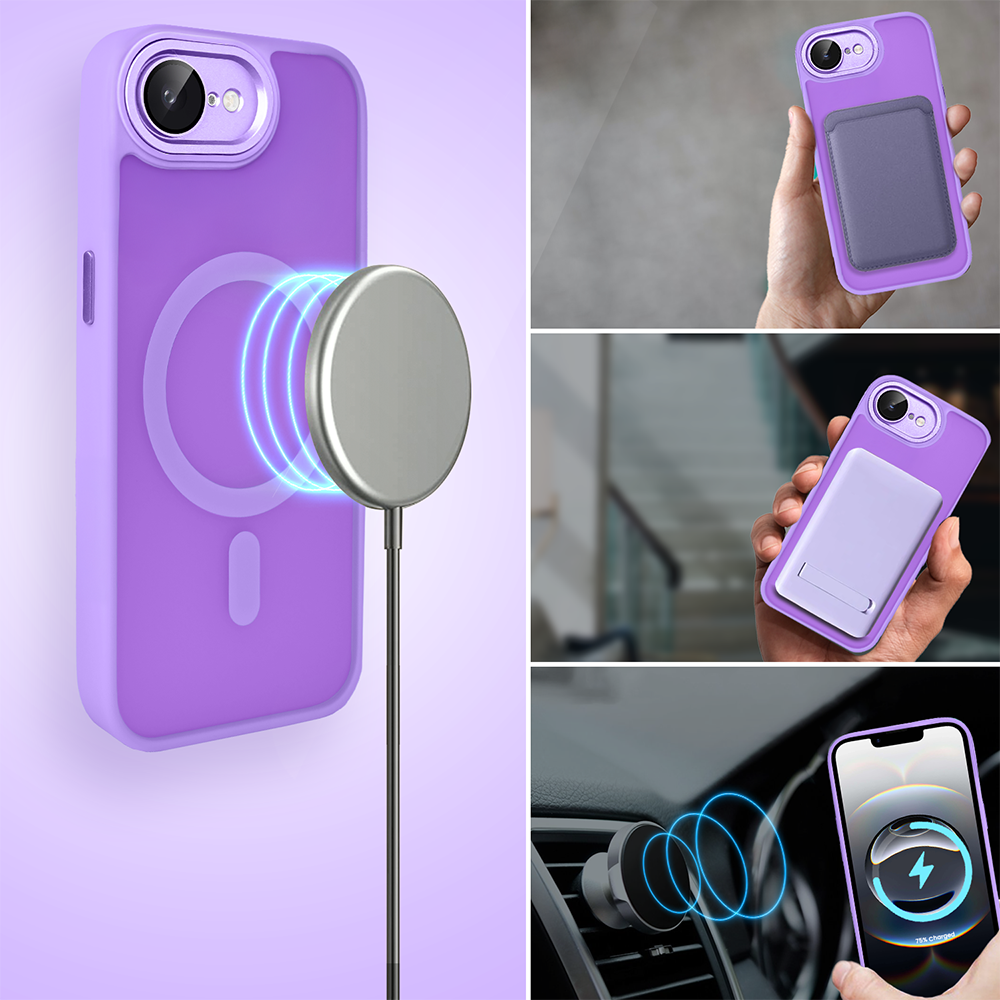 Etui do iPhone 16e Color Flush z MagSafe, z osłoną aparatu, fioletowe