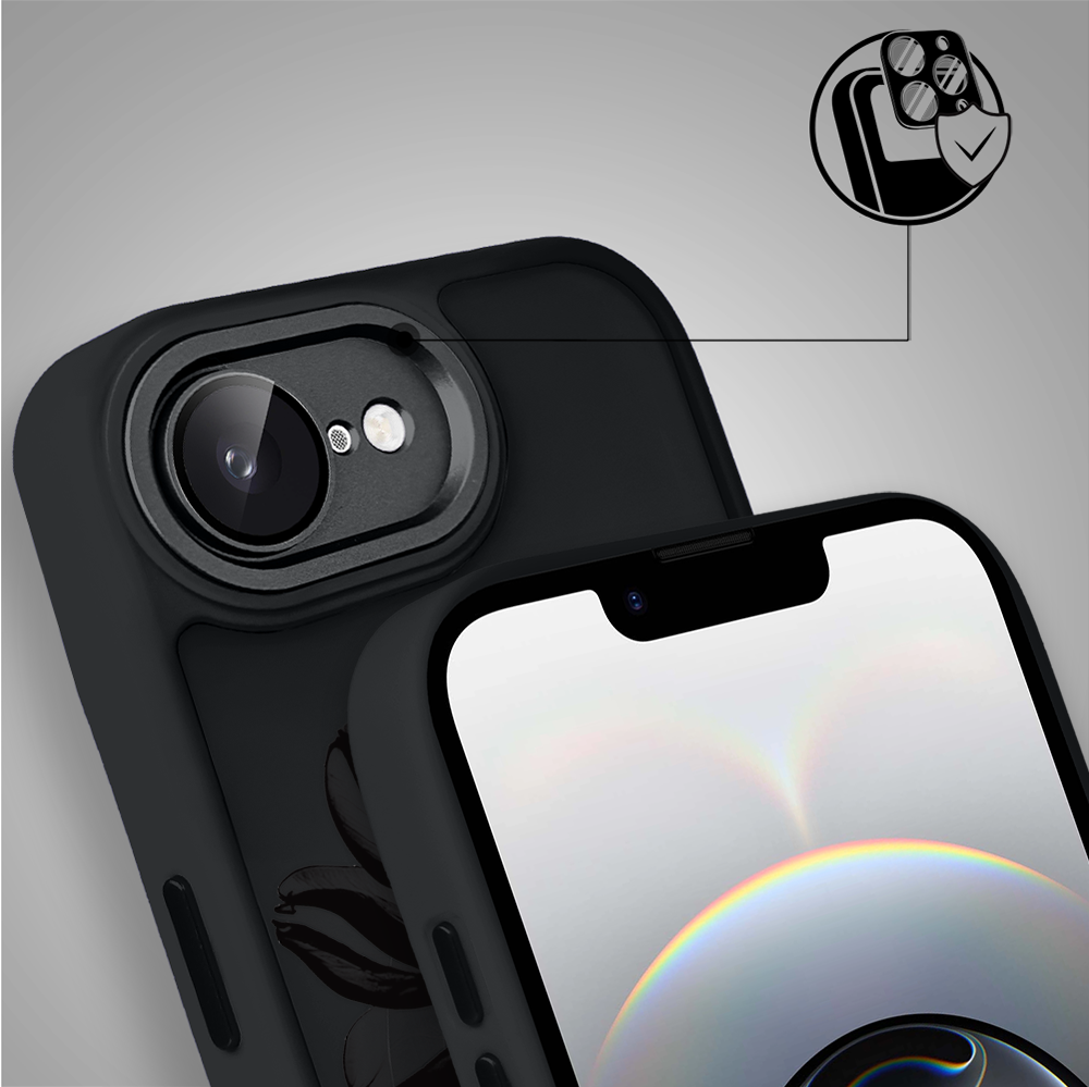 Etui do iPhone 16e Color Flush z MagSafe, z osłoną aparatu, czarny kwiat, czarne