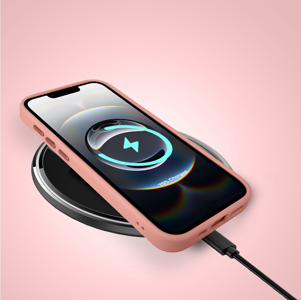 Etui do iPhone 16e Color Flush z MagSafe, z osłoną aparatu, czarny kwiat, różowe