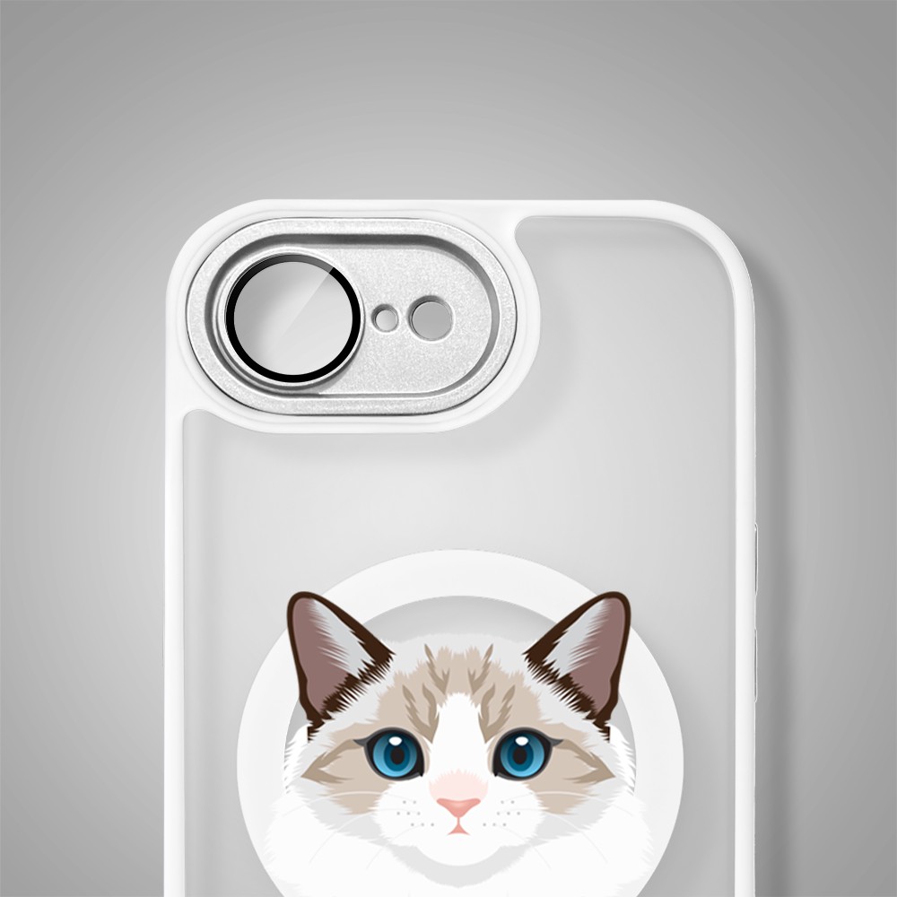 Etui do iPhone 16e Color Flush z MagSafe, z osłoną aparatu, kot birmański, białe