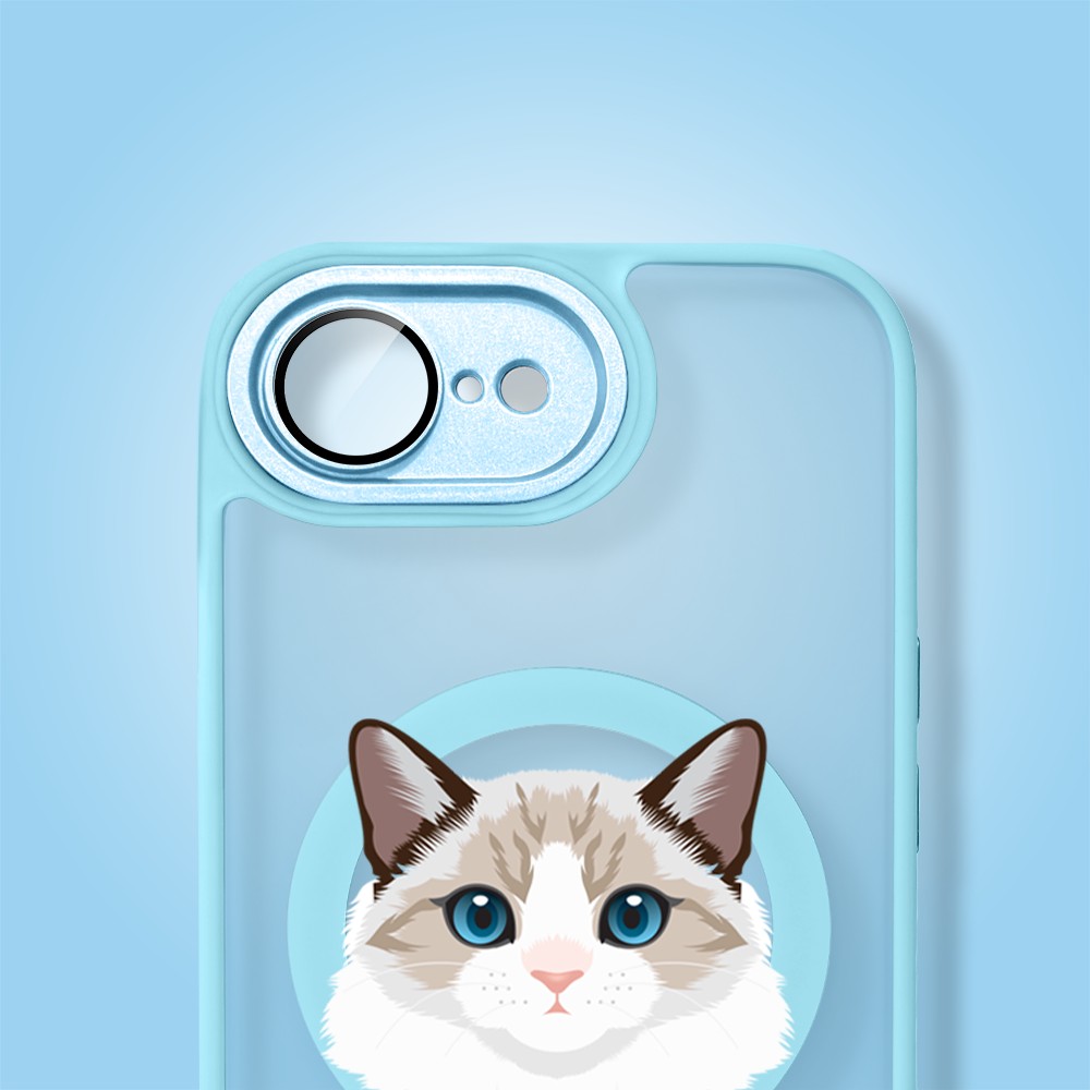 Etui do iPhone 16e Color Flush z MagSafe, z osłoną aparatu, kot birmański, błękitne