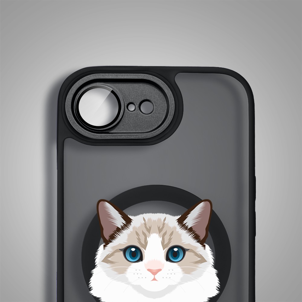 Etui do iPhone 16e Color Flush z MagSafe, z osłoną aparatu, kot birmański, czarne