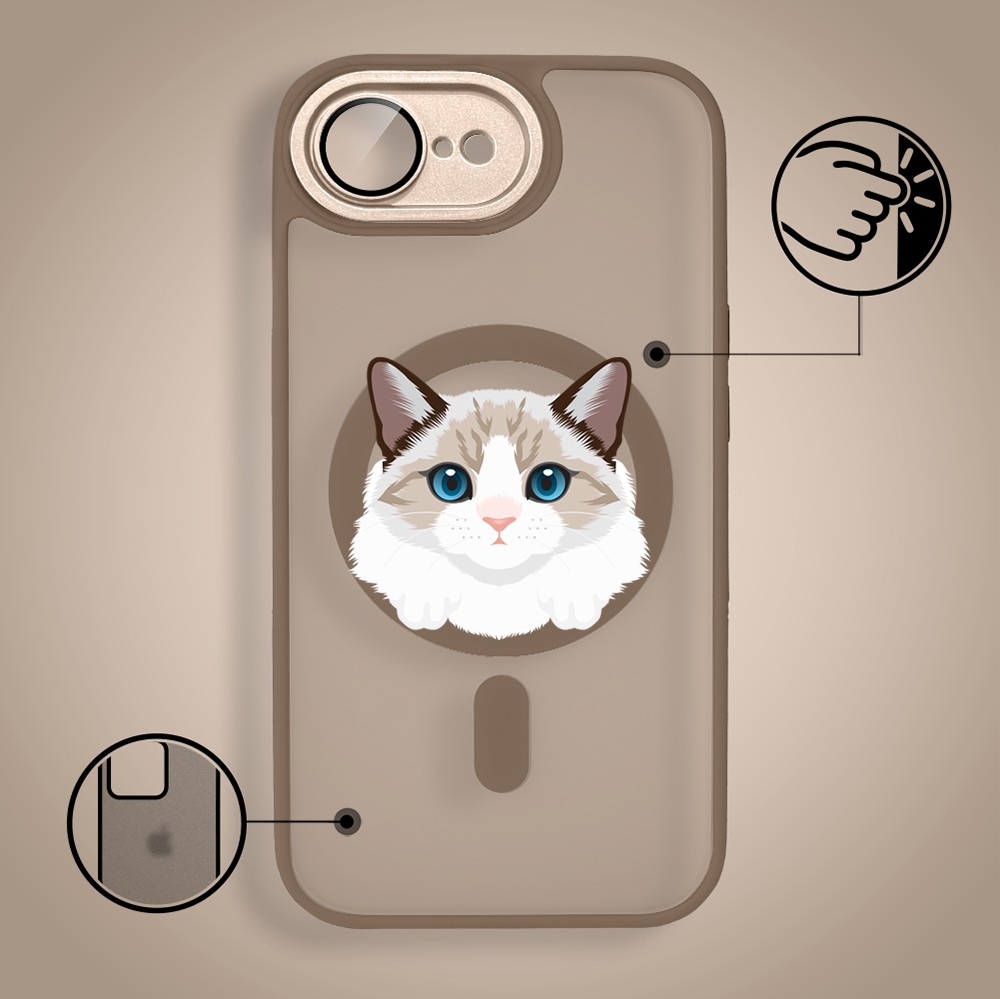 Etui do iPhone 16e Color Flush z MagSafe, z osłoną aparatu, kot birmański, pustynny brąz