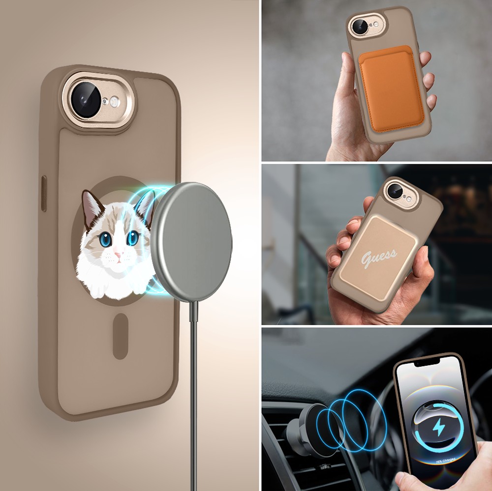 Etui do iPhone 16e Color Flush z MagSafe, z osłoną aparatu, kot birmański, pustynny brąz