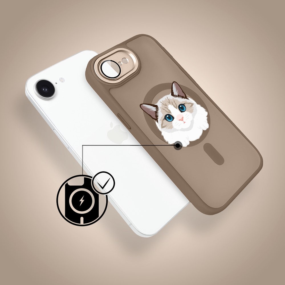 Etui do iPhone 16e Color Flush z MagSafe, z osłoną aparatu, kot birmański, pustynny brąz