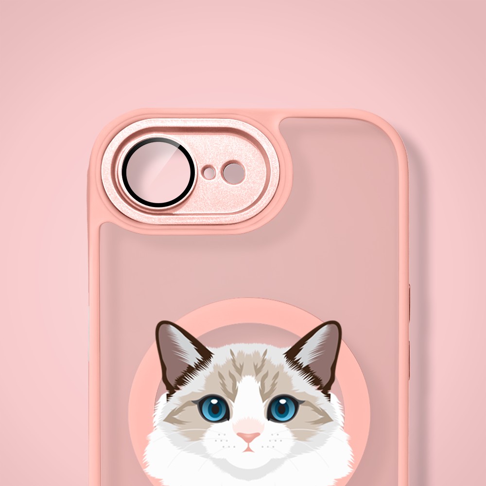 Etui do iPhone 16e Color Flush z MagSafe, z osłoną aparatu, kot birmański, różowe